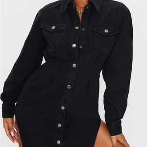PrettyLittleThing black denim corset dress